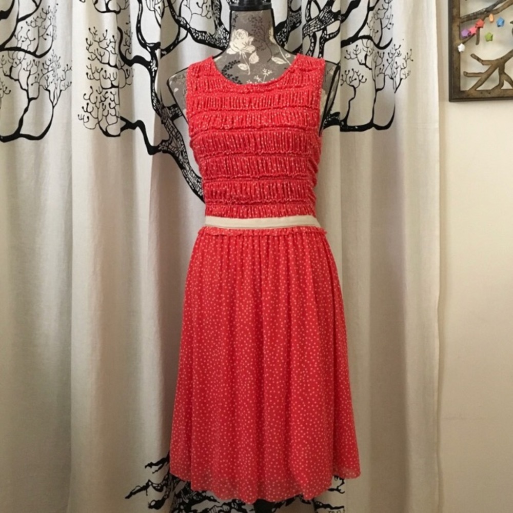 🔥 Anthropology Postmark red polka dot dress